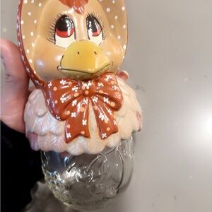 Vintage Mother Hen Canning Mason Jar Ceramic Topper
